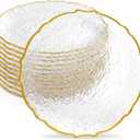 12 Pcs Gold Glass Charger Plates 13 Inch, Narrow Edge, 13 inches/ 33.02 cm