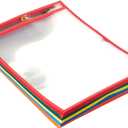 Amazon Basics Heavy Duty Dry Erase Ticket Holder Pockets with Clear Plastic Film and Multicolored Fabric Edge, 8.5" X 11", Pack of 25