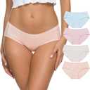 Wealurre Cotton Women's Breathable Panties Seamless Comfort Underwear 4 Pack(3128L, Light Basics, Large)