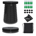 Camping Toilet Retractable Portable for Adults Kids, Adjustable Height Potty with Lid Foldable Design for Hiking, Car Travel, Truck, RV, Boating, Road Trips, Beach (Black)