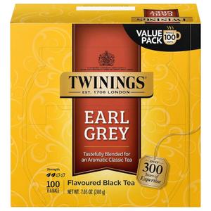 Twinings Earl Grey Black Tea Individually Wrapped Bags, 100 Count (Pack of 1), Flavoured with Citrus & Bergamot, Caffeinated, Enjoy Hot or Iced, 100 Teabags, EXP 17/FEB/2028