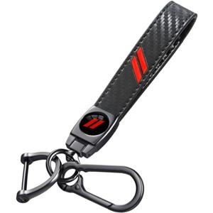 Carbon Fiber Style Genuine Leather Car Keychain Keyring Accessories for Challenger Dakota Charger SRT 392 Avenger Durango (//)