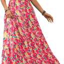 PRETTYGARDEN Women Dresses 2025 Summer Floral Sleeveless Maxi Dress Casual Spaghetti Strap Tiered Flowy Beach Long Dress (XX-Large)