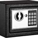 Electronic Safe Box with Keypad & Keys, Money Lock Boxes, Safety Boxes for Home, Office, Hotel Rooms,Business, Jewelry, Gun, Cash, Steel Alloy Drop Safe 9.1" x 6.7" x 6.7''