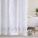ALIGOGO White Lace Curtains 84 Inches Long-Vintage Floral Lace Sheer Curtains for Living Room 2 Panels French Pricacy Scalloped Rod Pocket 52 W x 84 L Inch, White