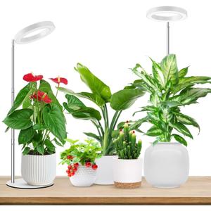 Aokrean Grow Lights for Indoor Plants, Full Spectrum Plant Lights for Indoor Growing, 9.8"-37.4" Height Adjustable Desk Grow Lamp with Auto Timer 6/12/16Hrs, 3 Optional Spectrums, 5 Brightness,2 Pack