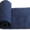 Toddlers and Baby Lightweight Blanket Embossed Quilt 4 Seasons Scalloped 36"" x 46"" Newborn Baby Boy/Girl (Navy)