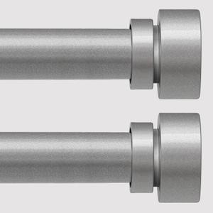 2 Pack Modern Silver Curtain Rods Set for Windows 28 to 48 Inches Adjustable Length Heavy Duty 1" Diameter Window Curtain Rod with Decorative Finials for Outdoor Bedroom Kitchen Living Room