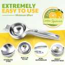 Lemon Squeezer Large, Lemon Squeezer Juicer Stainless Steel, Heavy Duty Manual Citrus Juicer Hand Press, Kitchen Tools Lime Squeezer Bar Tool, Easy to Clean Metal Lemon Hand Press