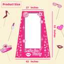 4.5 Ft Tall Life Size Photo Booth Props with Fixed Bracket, Stand-in Cardboard Doll Photo Props for Birthday Party Decorations, Girls Photoshoot, Pink Princess Doll Theme Decor