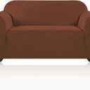 PrinceDeco Stretch Loveseat Sofa Cover Slipcover Couch Cover for 2 Cushion Sofa Washable Sofa Cover for Pets Friendly Furniture Protector Covers with Non Slip Bottom(Loveseat, Caramel)