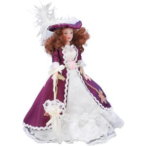 Miniature Woman Ceramic Doll, Victorian Miniature Porcelain People Exquisite for Doll House