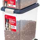 IRIS USA Dog Food Storage Container 30 lb + 11 lb, Stackable Combo Set, Airtight Pet Food Storage Bins with Wheels for Dog Cat Bird Chicken Food, BPA Free, Made in USA, Navy, 41 Lbs