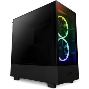 NZXT H5 Elite Compact ATX Mid-Tower PC Gaming Case  CC-H51EB-01 - Built-in RGB Lighting  Tempered Glass Front and Side Panels  Cable Management  2 x 140mm RGB Fans Included  Black