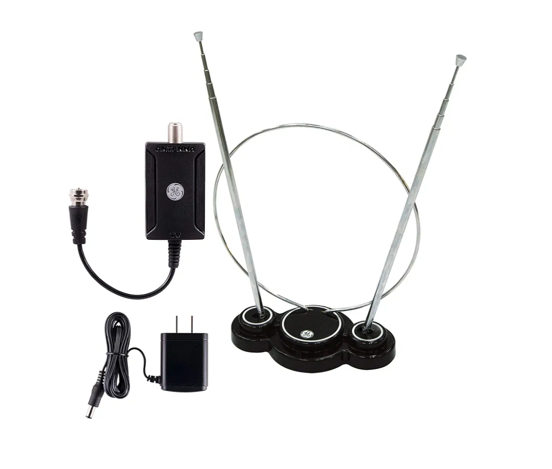 Traditional Rabbit Ears Indoor TV Antenna + Indoor Antenna Amplifier