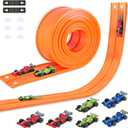 15 Ft Double Sided Flexible Race Track Set with 6 Toy Cars for Kids (Orange), 9.06 inches x 7.28 inches x 3.94 inches