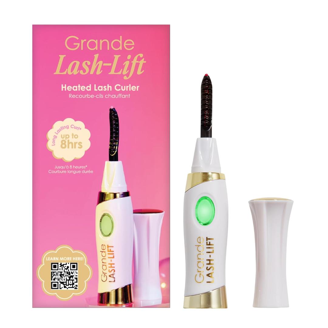 Grande Cosmetics LASH-LIFT Heated Lash Curler - Rechargeable, Travel-Friendly, with 2 Heat Settings - White