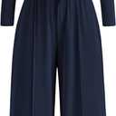 PRETTYGARDEN Women's 2 Piece Sets 2025 Fall Long Sleeve Crop Tops Wide Leg Pants Matching Outfit Tracksuits Fashion Clothing (X-Large, Navy)