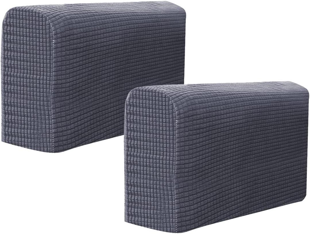 Sewroro Sofa Armrest Covers Stretch Chair Arm Protectors Washable Universal Armchair Slipcover Arm Cover for Home Office (Dark Grey) 2pcs