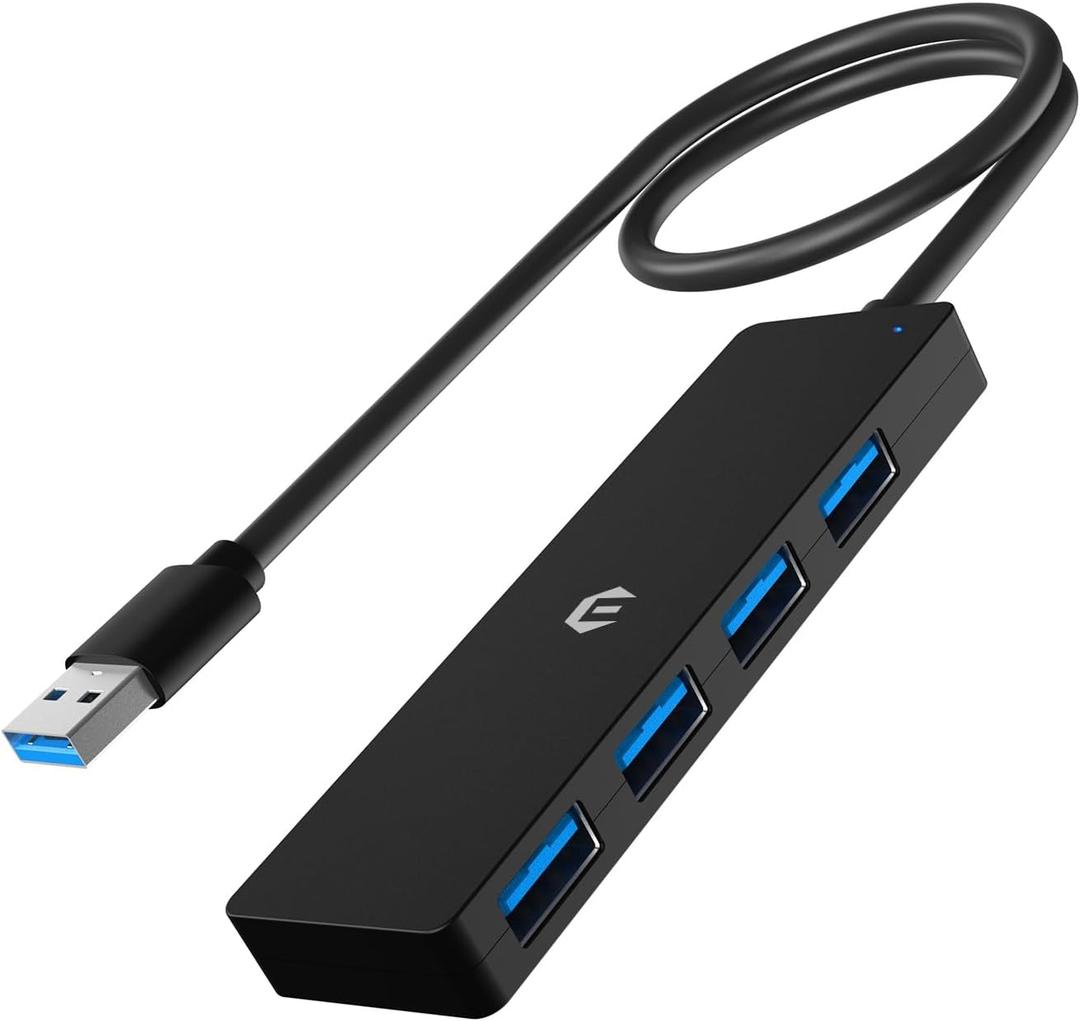 USB 3.0 Hub, 4-Port USB Hub, USB Splitter USB Expander for Laptop, Xbox, Thumb Drive, HDD, Console, Printer, Camera, Keyboard, Mouse, and More