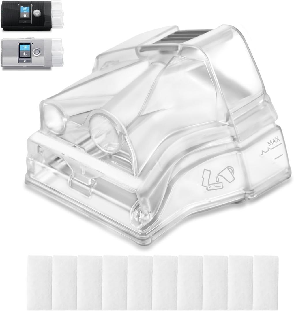 1 PC Replacement Water Chamber for AirSense 10 & AirCurve 10, Perfect Fit and Reliable Water Tank, with 10 Packs Filters Compatible with AirSense 10 & AirCurve 10 CPAP Machines