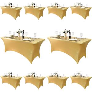 10-Pack 6ft Spandex Table Covers for Rectangle Standard Folding Tables - Wrinkle Resistant Stretch Tablecloths - Ultimate Fitted Table Protector for Parties, Banquet, Wedding