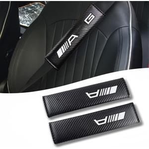 QOMAGO Car seat Belt Cover Compatible with AMG Carbon Fiber Texture car seat Belt pad Cover Soft and Comfortable
