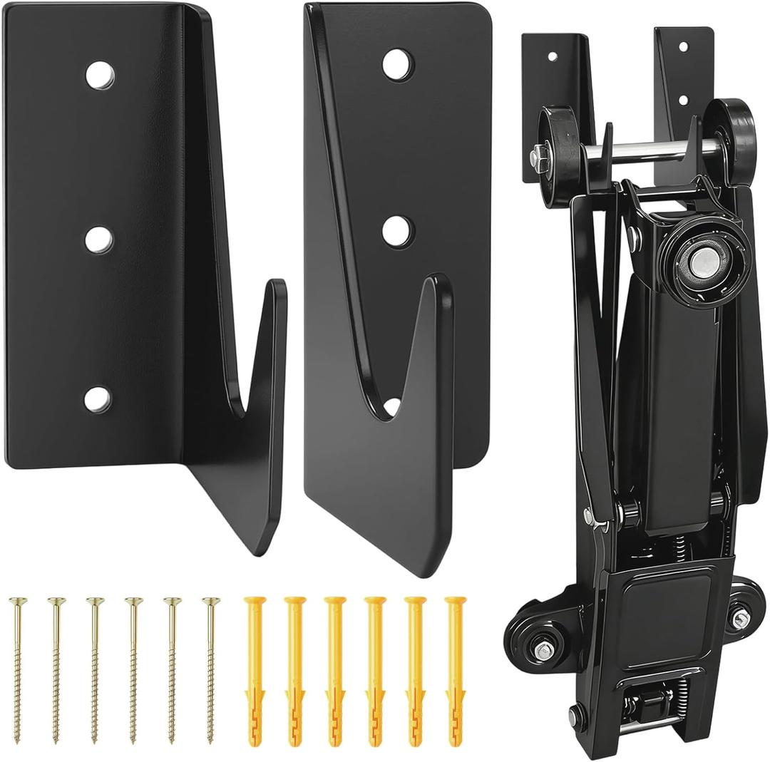 4 Pcs Floor Jack Stand Wall Mount Organizer Brackets Low Profile Car Hydraulic Trolley Jack Stands Holder Storage Rack Garage Tool Hangers Tower Trailer Accessories for Garage Home