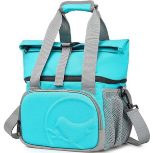 SUNNY BIRD 14L Large Insulated Lunch Bag, Leakproof and Dual Compartment Lunch Cooler Box for Women Adult and Men, Fits 21 Cans (Aqua Blue 01)