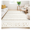 Large Living Room Area Rug 5x7: Soft Machine Washable Boho Moroccan Farmhouse Rugs for Bedroom Under Dining Table - Non-Slip Neutral Morden Indoor Floor Carpet for Home Office - Brown/Cream