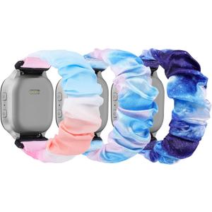 Scrunchie Bands Compatible with Gizmo Watch 3 2 1/ Gabb Watch 3 2 1 and SyncUP Kids Watch, Solo Loop 20mm Cute Stretchy Gizmo Watch Band for Kids Boys Girls (Colorful+PinkBlue+StarryBlue)