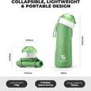 Quanture Collapsible Water Bottle 24oz (700mL), Foldable Silicone Travel Water Bottle, Leakproof & BPA-Free, with Wide Mouth & Carry Strap for Hiking, Camping, Outdoor, Green