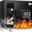 1.6 Cub Fire Proof Safe for Home Documents, Anti-Theft Digital Security Box with Electronic Keypad Lock and Spare Key, Small Safes for Home Use Fire and Water proof for Money Jewelry Valuables