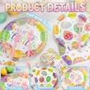 125PCS Easter Plates and Napkins Set, Colorful Egg Bunny Pattern Disposable Paper Plate Cups Forks Napkins for Easter Party Decorations, Serve for 25 Guests (Easter Egg)