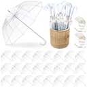 Dansydaisy 24 Pcs Clear Bubble Umbrellas Bulk 52 Inch Large Windproof Wedding Umbrellas Transparent Dome Umbrellas with j Hook Handle for Wedding Bridal Parties Graduation Outdoor Events