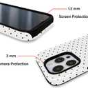 Trendy Cute Hybrid 2 Layer White Polka Dot Phone Case for iPhone 14 Pro,White