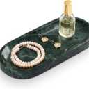 Bathroom Vanity Tray, Natural Marble Oval Tray 10 inch, Emerald Green Marble Vanity Tray for Soap Dispenser Modern Countertop Organizer for Kitchen Countertops, Home Decor