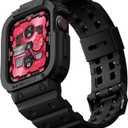 amBand E1 Sport Case Band for Apple Watch Ultra 3/2/1 & SE 3/2/1 & Series 11 10 9 8 7 6 5 4 3 49mm 46mm 45mm 44mm 42mm 41mm 40mm 38mm, Shockproof & Scratch Resistant Rugged Bumper for Men Women (Black)