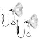 HealSmart 8.5" Clamp Light Socket, 150-Watt Maximum with 6 Feet 18/2 SPT-2 Cord, Aluminum Reflector E26 (no Bulb Included), for Reptiles and Plants Growing, 2-Pack