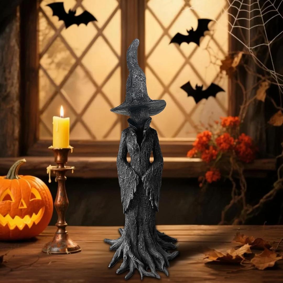 Halloween Witch Statue - 7.28 Inch Hand-Painted Gothic Figurine, Resin Witch Figurine Dark Fantasy Figurines Halloweens Indoor Decorations