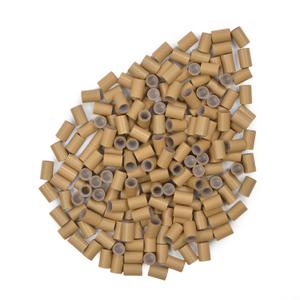 4.0 * 2.8 * 6.0 mm Silicone Lined Micro Ring Beads Copper Tube Micro Link Beads Hair Beads for I-Tip Hair Extensions (500 Pcs, Dark Blonde)