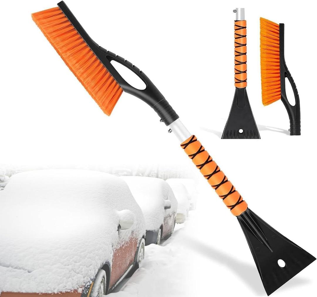 27" Car Snow Brush and Ice Scrapers for Car Windshield, 2-in-1 Detachable Ice Scraper and Brush for Car with Ergonomic Foam Handle, Suitable for Cars, Trucks, SUVs