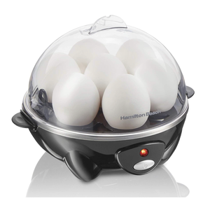 Hamilton Beach 3in1 Electric Egg Cooker for Hard Boiled Eggs, Poacher Eggs, Omelet Maker & Vegetable Steamer, Holds 7, Black (25507)