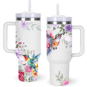 momocici 40oz Hummingbird Tumbler with Handle Gifts for Women.Hummingbird Lover Cups Tumbler Gifts for Women.40 oz Birthday Christmas Hummingbird Cup Tumblers for hummingbird lover.