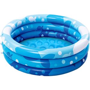 Sloosh Inflatable Kiddie Pool, 34"x10" Blow Up Kid Swimming Pool,3 Rings Blue Baby Pool for Toddler, Play Pit for Dog with Geometric Pattern for Summer Water Party Backyard Garden(Fish)
