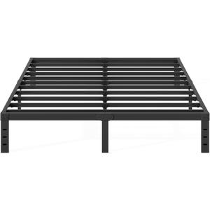 14 inch Full Bed Frame No Box Spring Needed, 2000 lbs Heavy Duty Metal Platform Bed Frames, Non-Slip and Noise-Free Mattress Foundation, Black