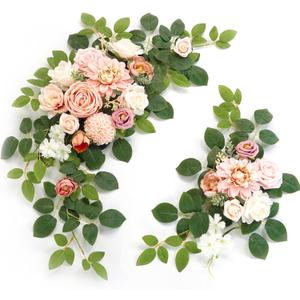 WEIERYUE(Pack of 2 Artificial Flowers Decorations, Wedding Flowers, Wedding, Banquet, Party, Reception Entrance Welcome Sign and Background Decoration(Romantic Pink)
