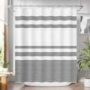AmazerBath Shower Curtain, Striped Black Fabric Shower Curtain Set with 12 Shower Curtain Hooks, Rustic Cloth Black and White Curtain, Farmhouse Bathroom Shower Curtain Sets, 72x84 Inches
