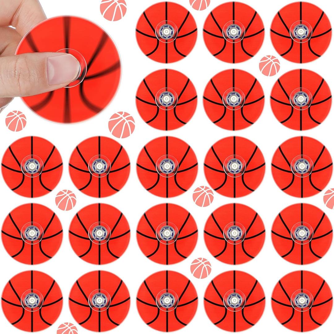 Sotiff 24 Pcs Basketballs Fidget Spinners Bulk, Mini Fidget Toys, Basketballs Birthday Party Favors Supplies, Goodie Bags Stuffers, Party Games, Rewards Carnival Prizes