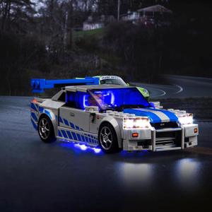 Upgraded Led Light Kit Compatible with LEGO Speed Champions 2 Fast 2 Furious Nissan Skyline GT-R (R34) Race Car Toy Model Building Kit, Lights Compatible with LEGO 76917(Model Not Included)